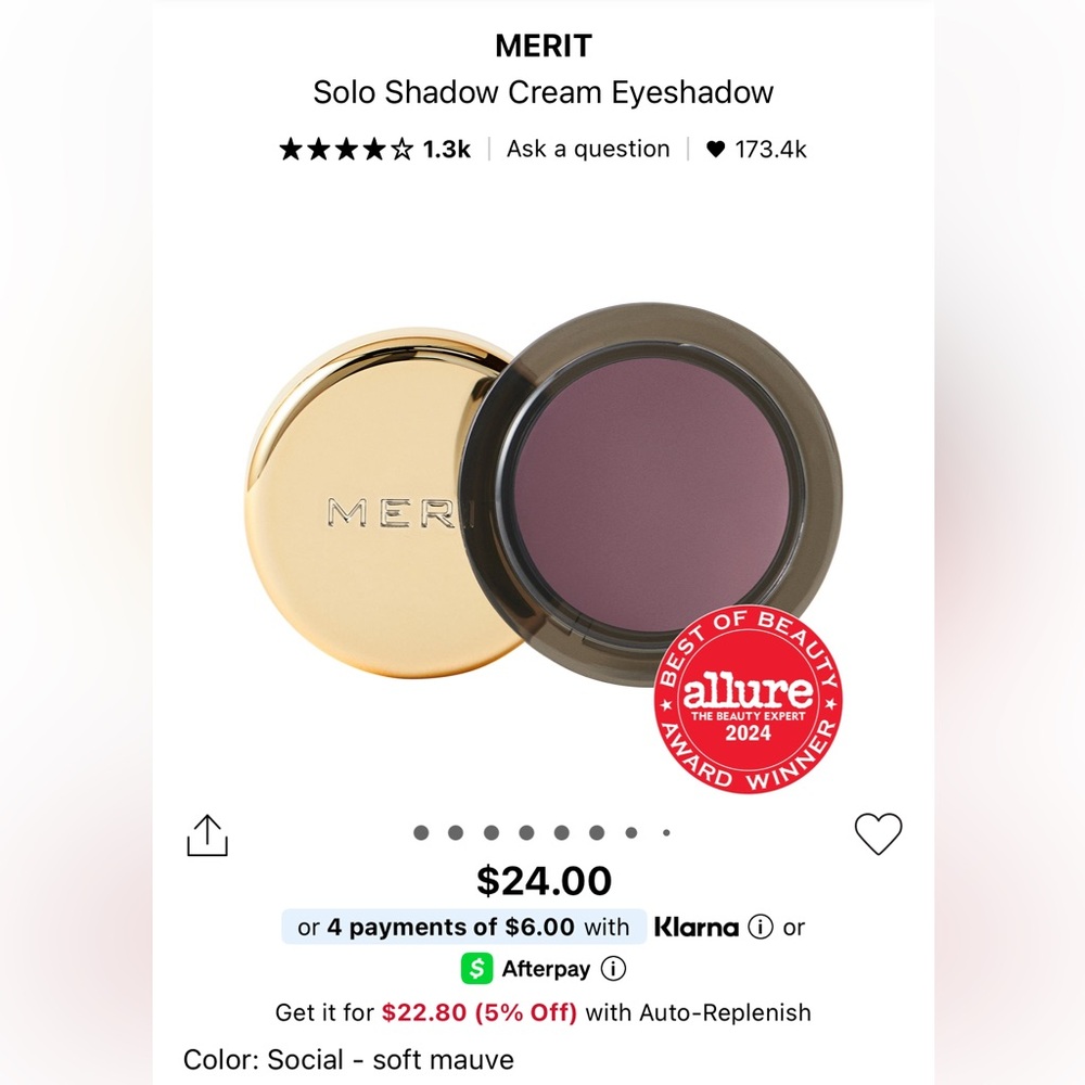 MERIT Solo Shadow Cream Eyeshadow in SOCIAL Soft Mauve